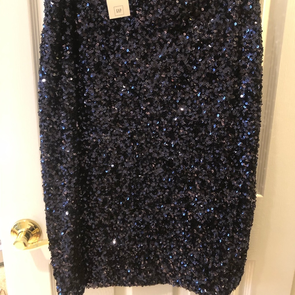 GAP Sequin Pencil Skirt/Dark Night Blue Size L